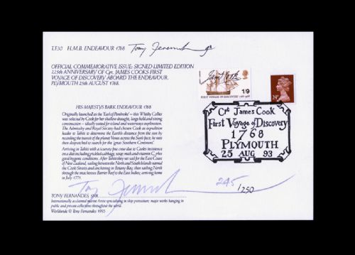 First Day Cover HM Bark Endeavour 1768 by Tony Fernandes